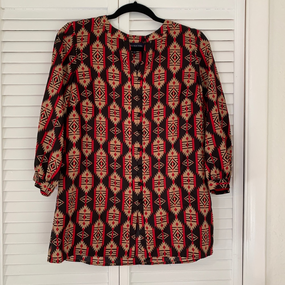 JONES NY - Lose fitting button up tribal print
